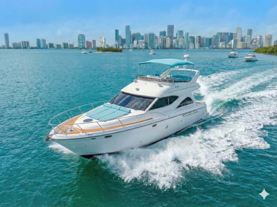 Miami Yacht Rental 50' + 2 Jet Ski | Miami Boat Rental - The Itinerary: Customizable and Scenic