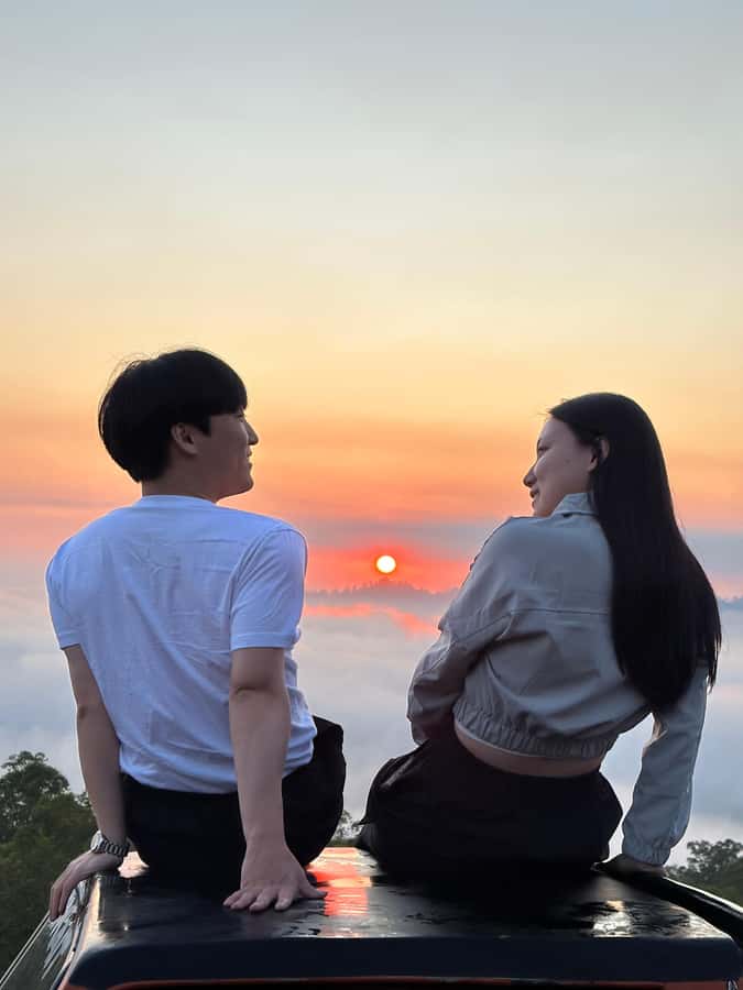 Caldera jeep sunrise with ploating temple - The Journey Through Bali’s Cultural Heartlands