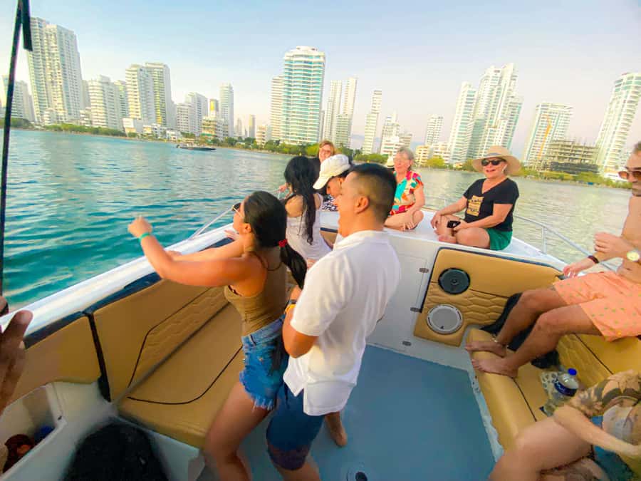 Cartagena: Sunset in boat in the bay with music and liquor - Key Points