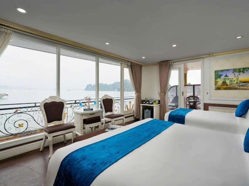 Hanoi: Ha long 2D 1N cruises: bancony, beach, meals, caves - Key Points