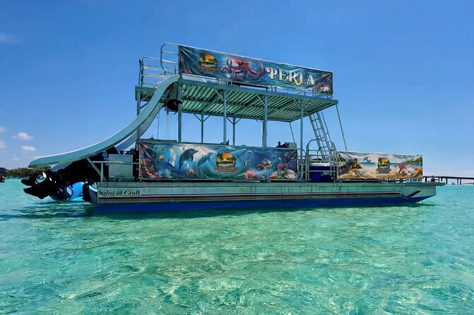 Three Slide Crab Island Party with Paddleboard Lily Pad Cooler - Key Points