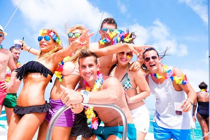 Party boat in Catamaran with Open Bar Only Adults + Snorkeling - Key Points
